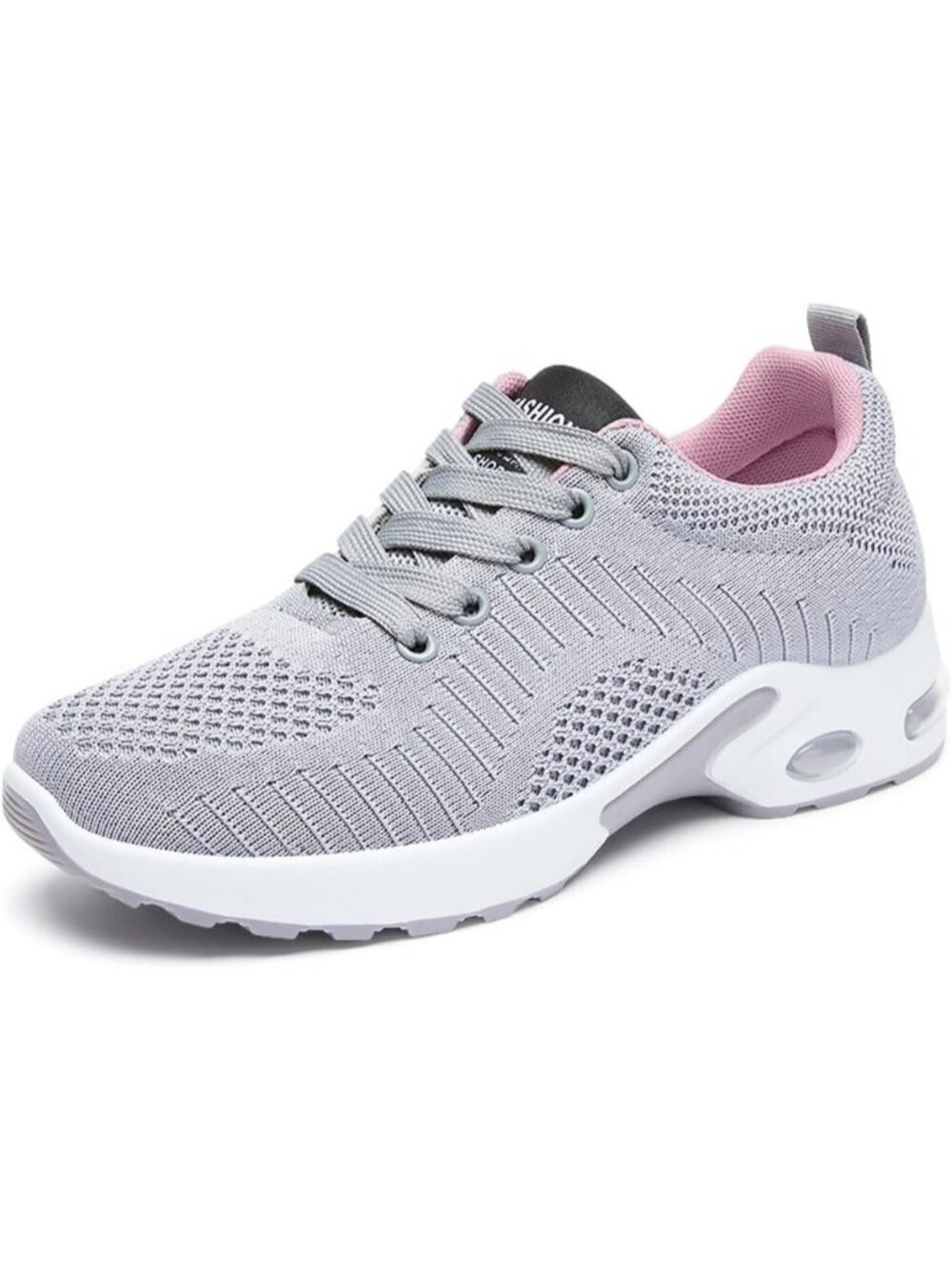Women's All Grey Mesh Breathable Air Cushion Athletic Comfortable Casual Sneaker